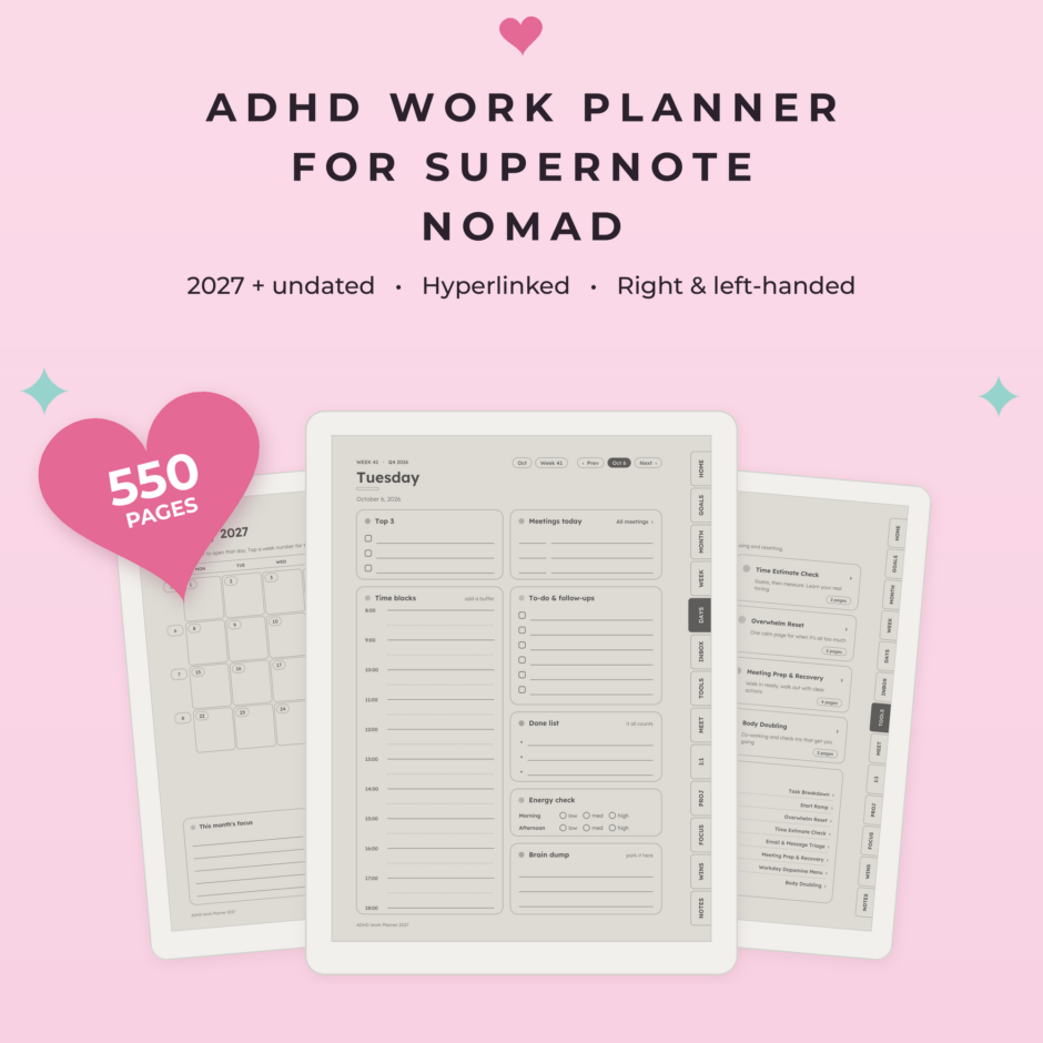 ADHD Work Planner for Supernote Nomad