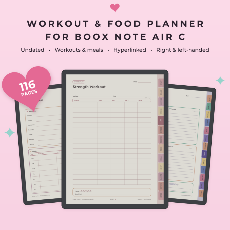 Workout & Food Planner for Boox Note Air C