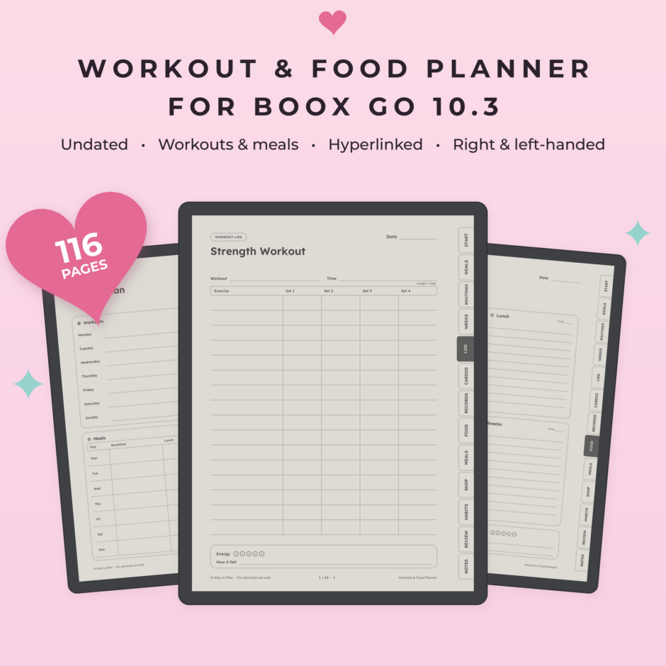 Workout & Food Planner for Boox Go 10.3