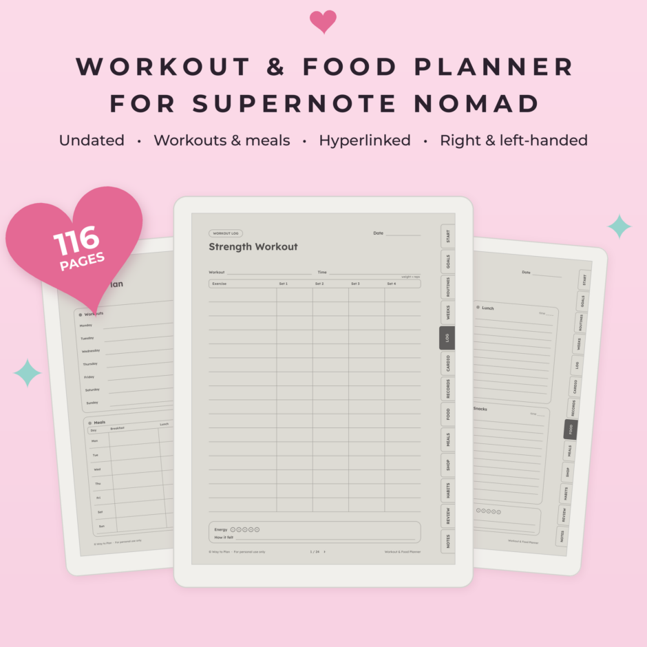 Workout & Food Planner for Supernote Nomad