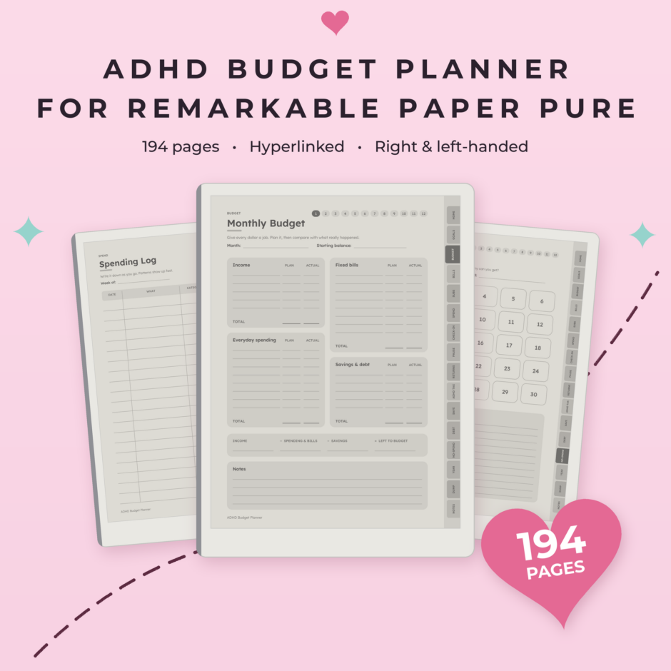 ADHD Budget Planner for reMarkable Paper Pure - Main