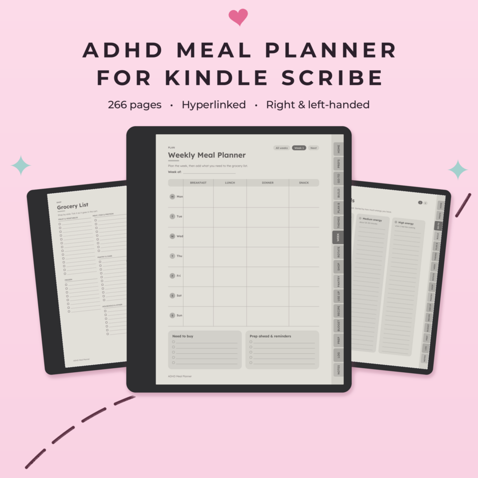 ADHD Meal Planner for Kindle Scribe - Main