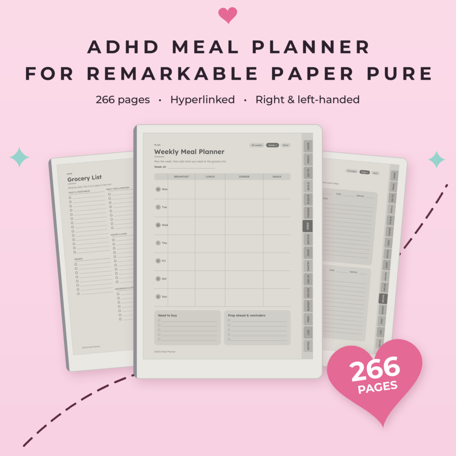 ADHD Meal Planner for reMarkable Paper Pure - Main