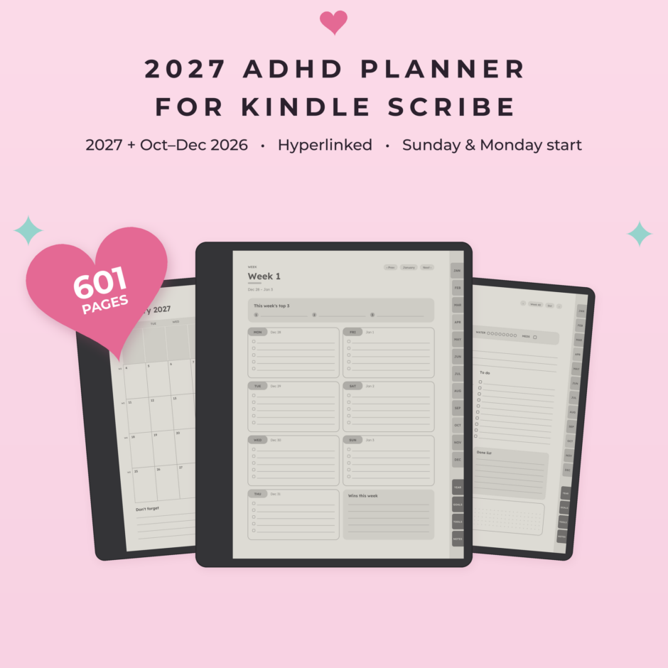 ADHD Planner 2027 for Kindle Scribe - Main