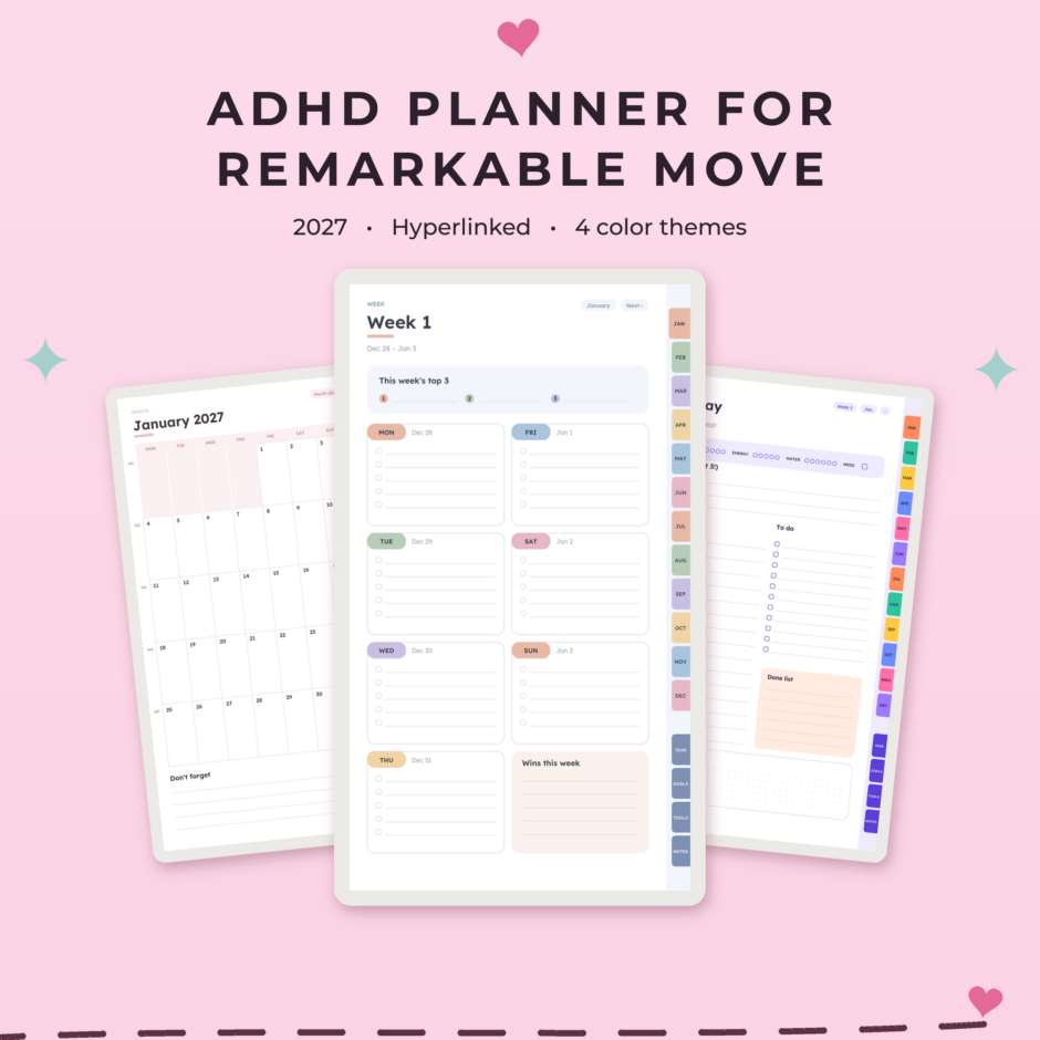 ADHD Planner 2027 for reMarkable Paper Pro Move - Main