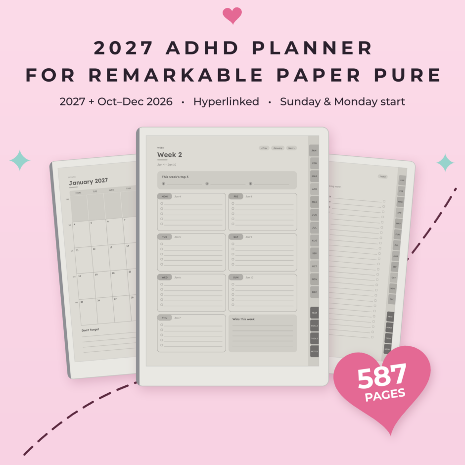 ADHD Planner 2027 for reMarkable Paper Pure - Main