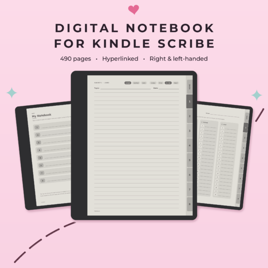 Digital Notebook for Kindle Scribe | Hyperlinked E-Ink Notebook, Left & Right Handed