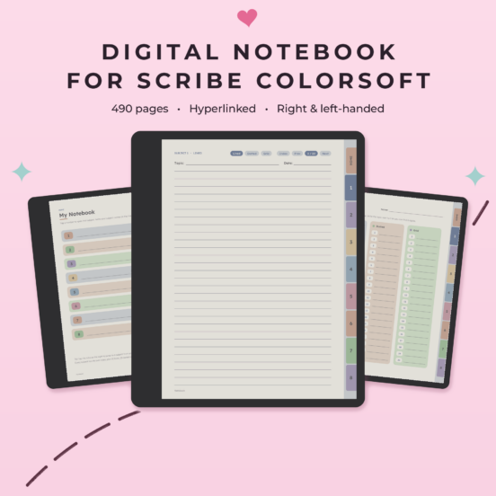 Digital Notebook for Kindle Scribe Colorsoft | Hyperlinked Color E-Ink Notebook, 3 Themes