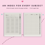 Digital Notebook for reMarkable Paper Pure - Subject Index