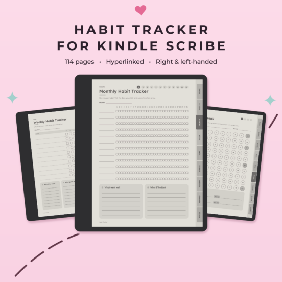 Habit Tracker for Kindle Scribe | Hyperlinked E-Ink Habit Tracker, Left & Right Handed