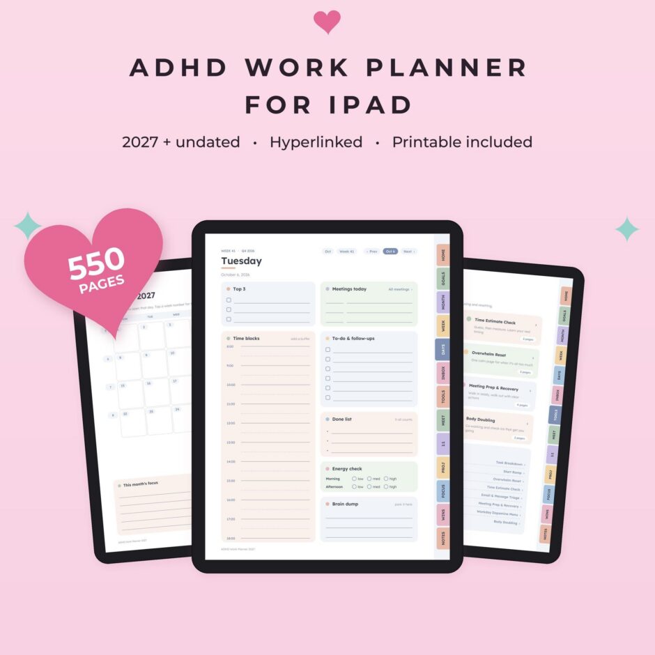 ADHD Work Planner 2027 + Undated for iPad